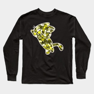 Cat Jewel Art - Stay Pawsitive (yellow) Long Sleeve T-Shirt